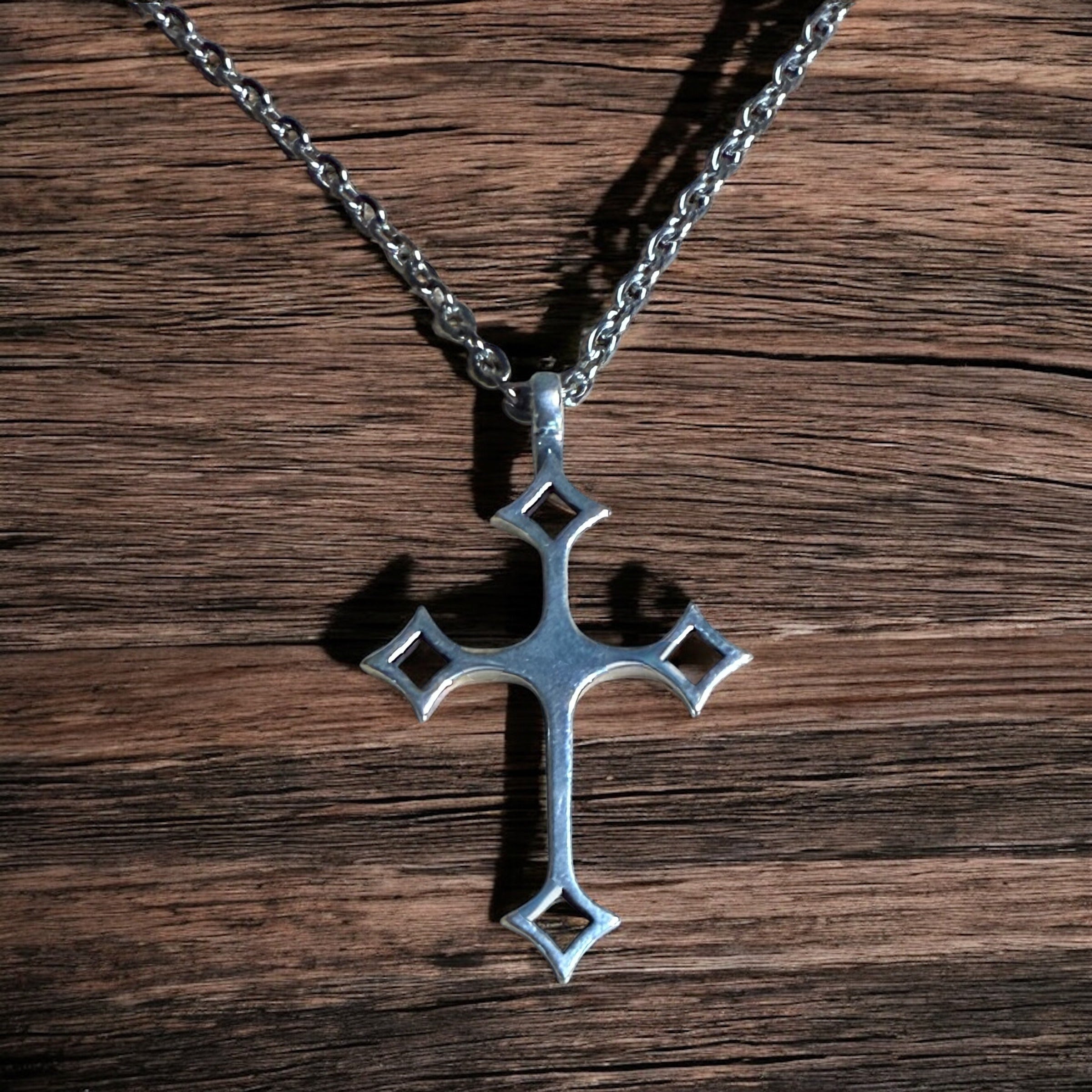 Gothic Medieval Cross Necklace - Sterling Silver