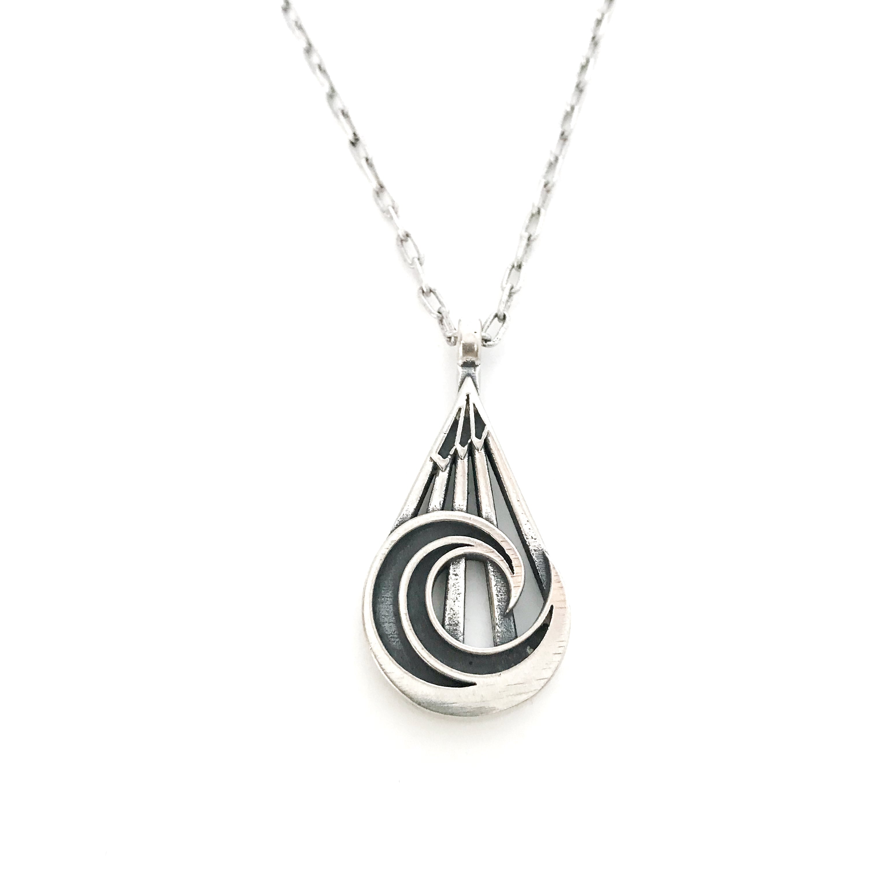 PEACE Mountain Wave Necklace - Sterling Silver