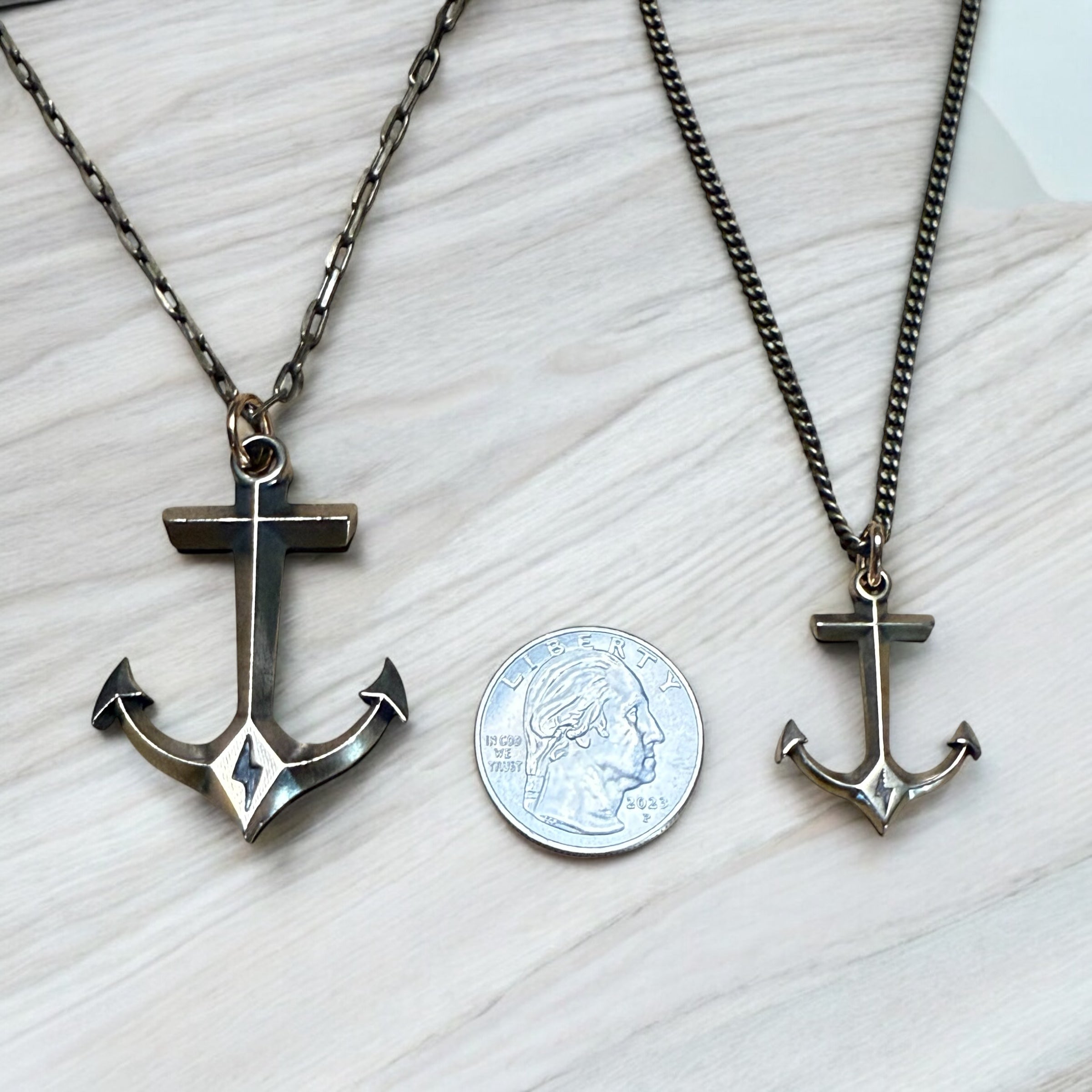 STRENGTH Hold Fast Anchor Necklace - Bronze