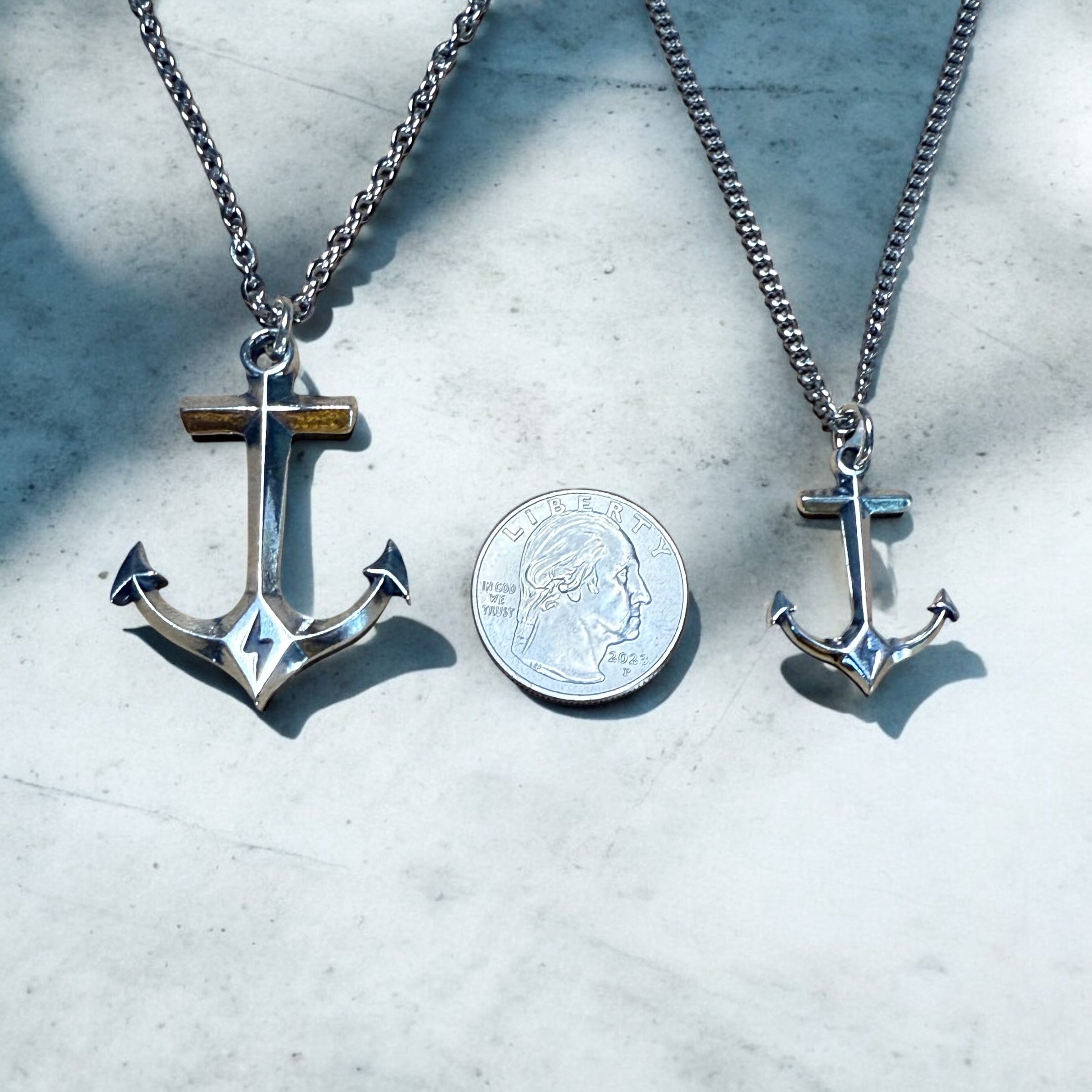 STRENGTH Hold Fast Anchor Necklace - Sterling Silver
