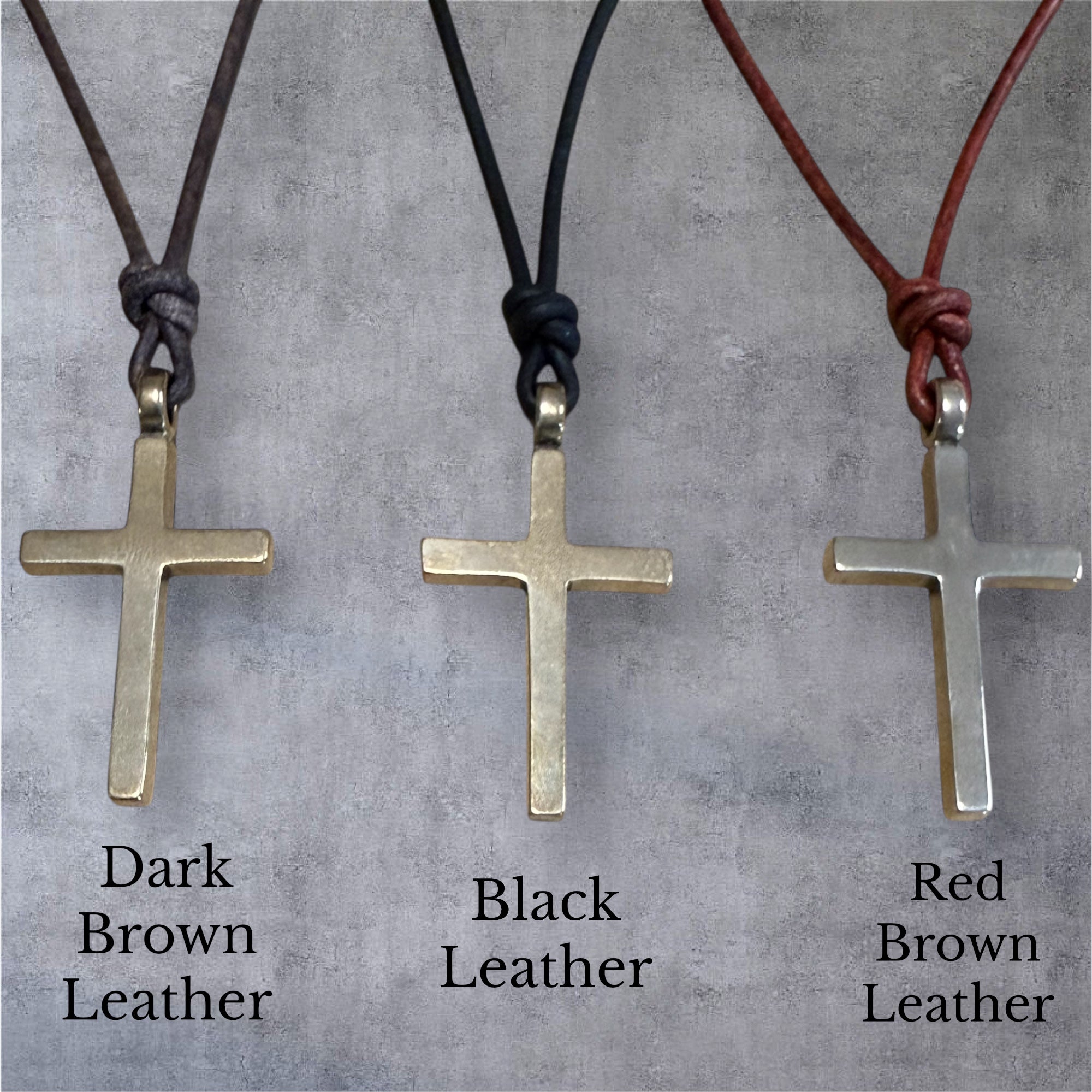 FAITH Classic Cross Necklace - Bronze on Leather Cord
