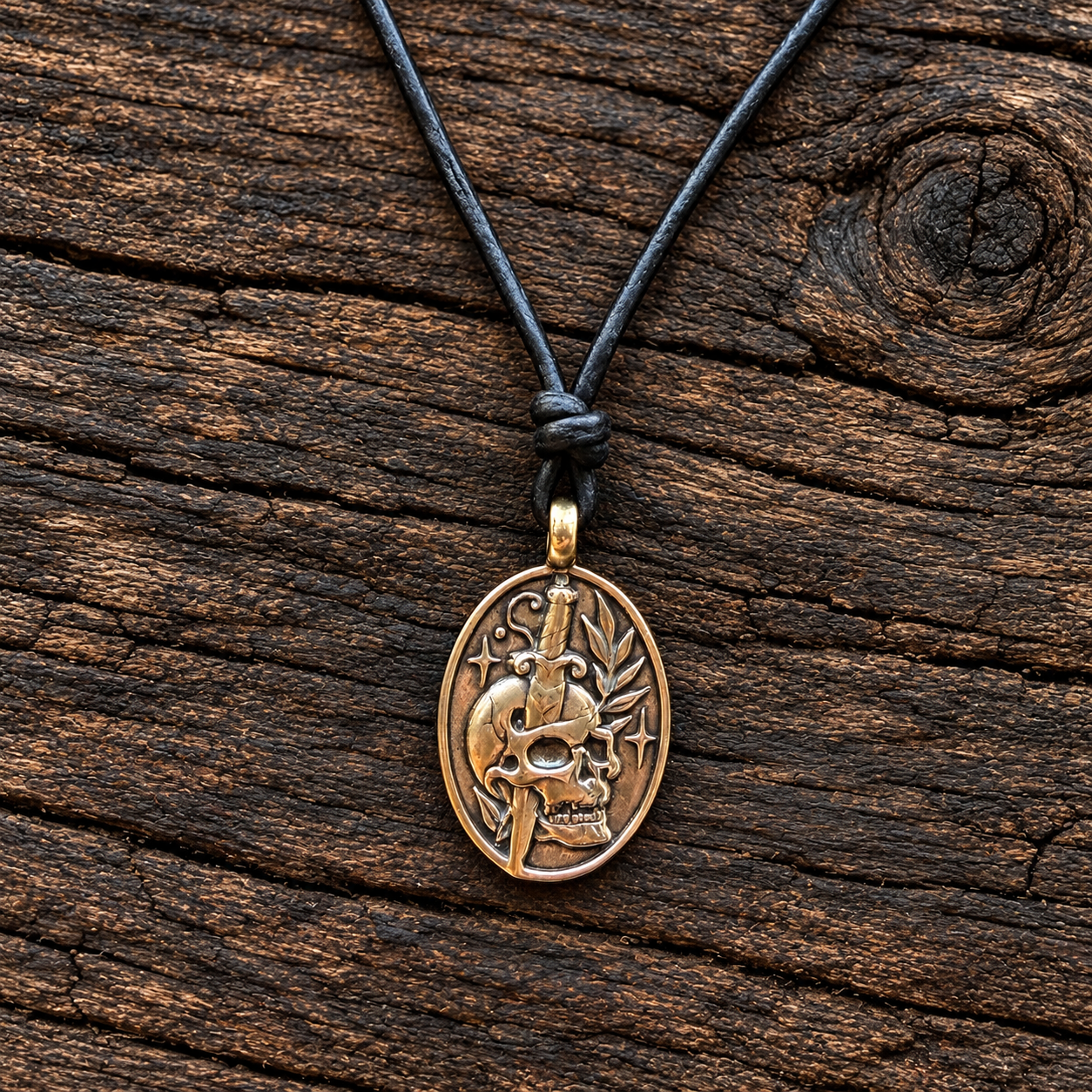 *NEW RELEASE - Death to Self Skull & Dagger - Bronze on Leather