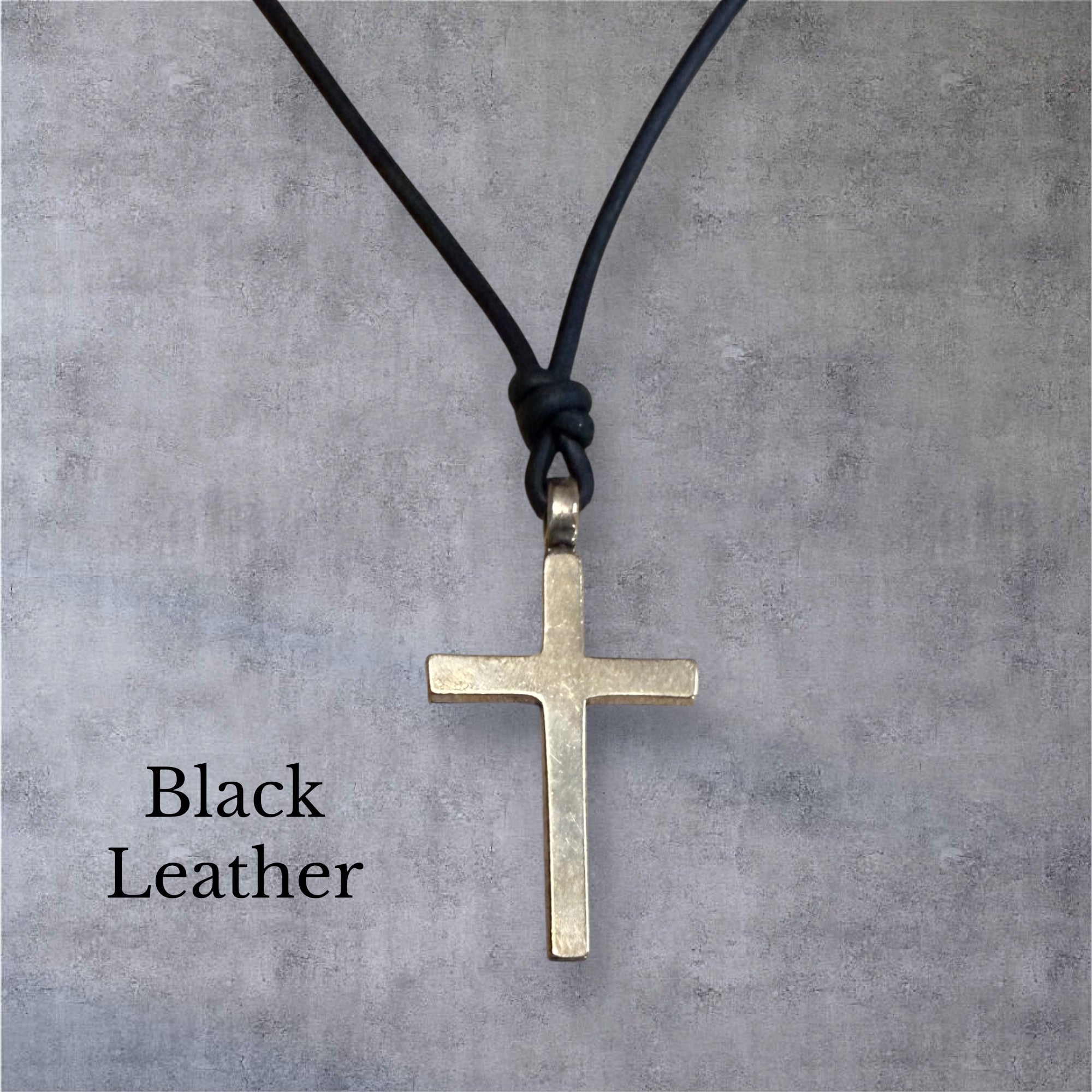 FAITH Classic Cross Necklace - Bronze on Leather Cord