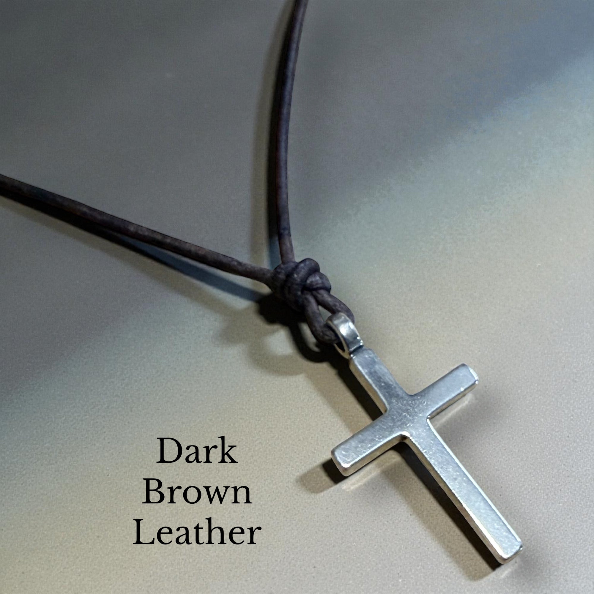 Classic Cross Necklace - Sterling Silver on Leather Cord