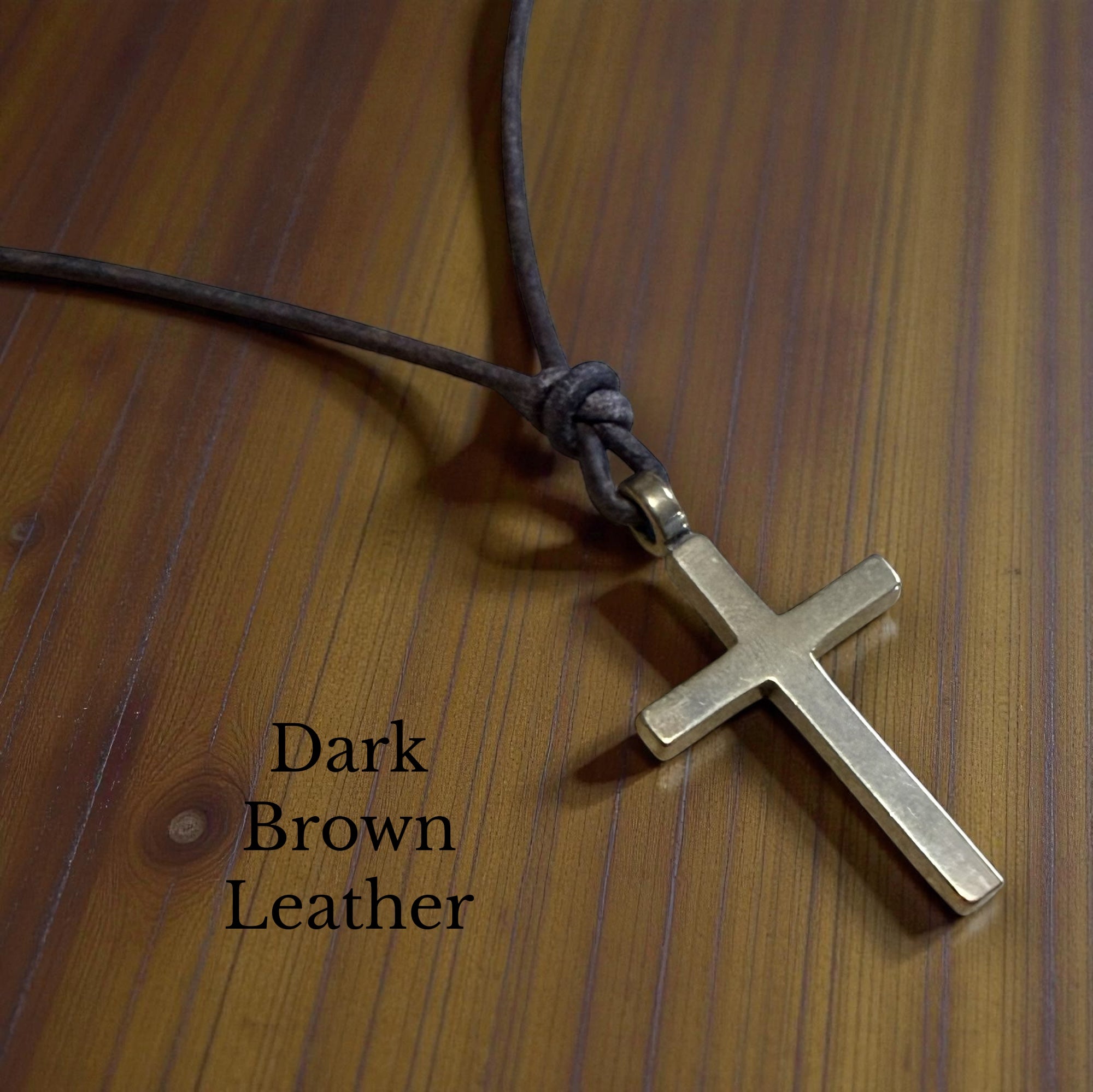 FAITH Classic Cross Necklace - Bronze on Leather Cord