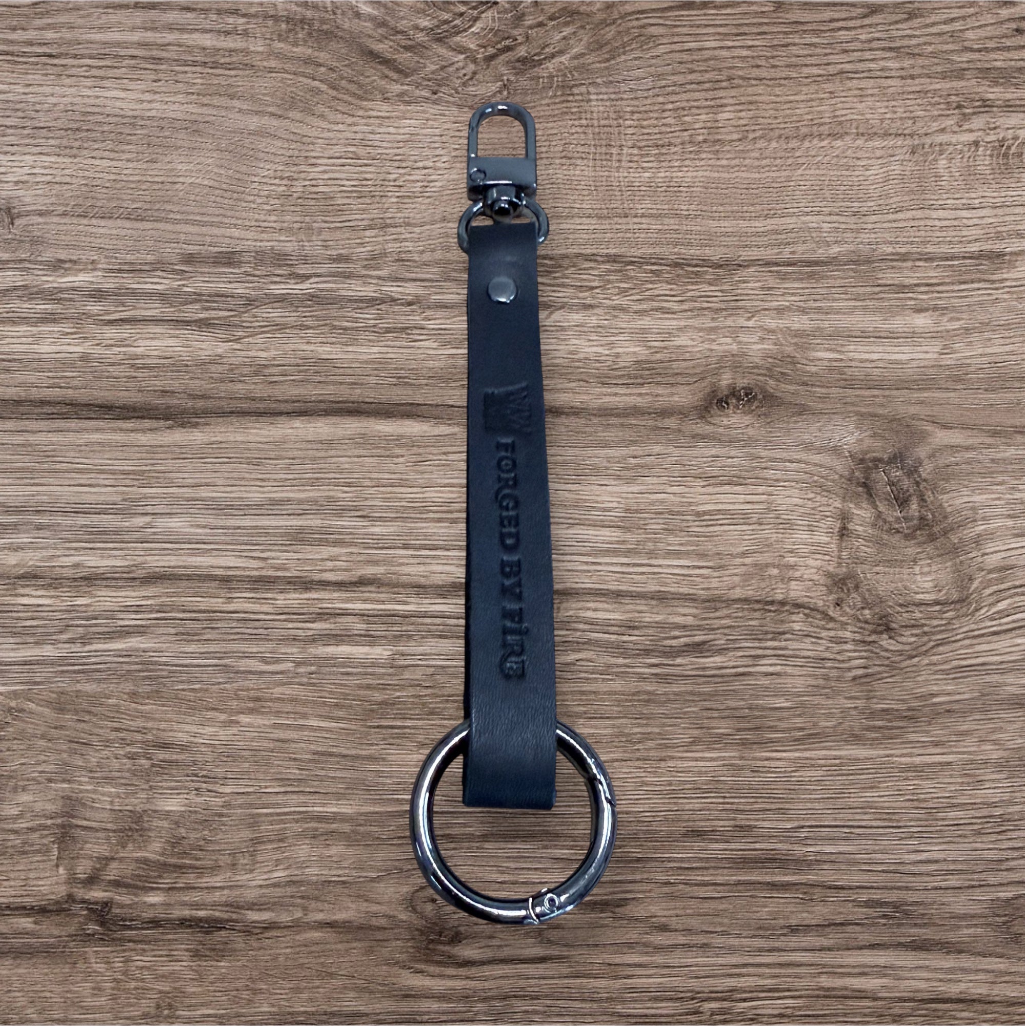 Forged By Fire Keychain - Leather & Gunmetal