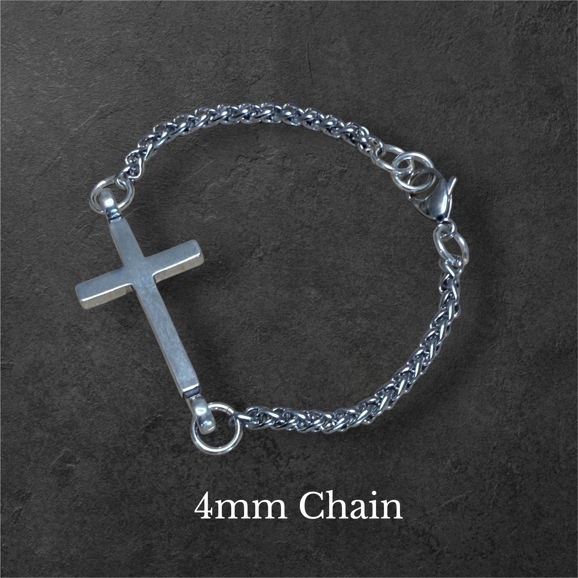 *NEW FAITH Classic Cross Bracelet - Sterling Silver on Stainless Steel Chain