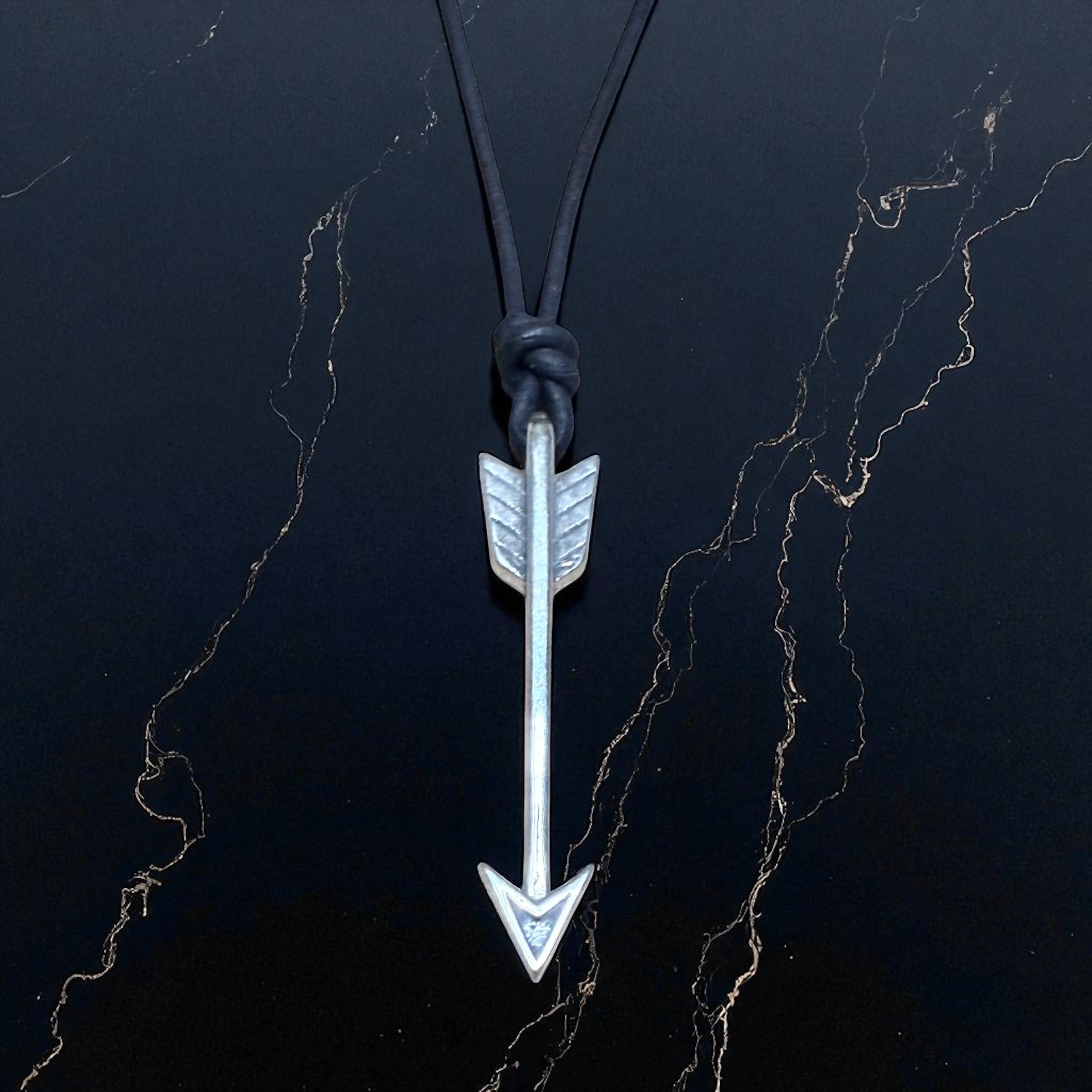 STRENGTH Arrow of Courage Necklace - Solid Sterling Silver on Leather Cord
