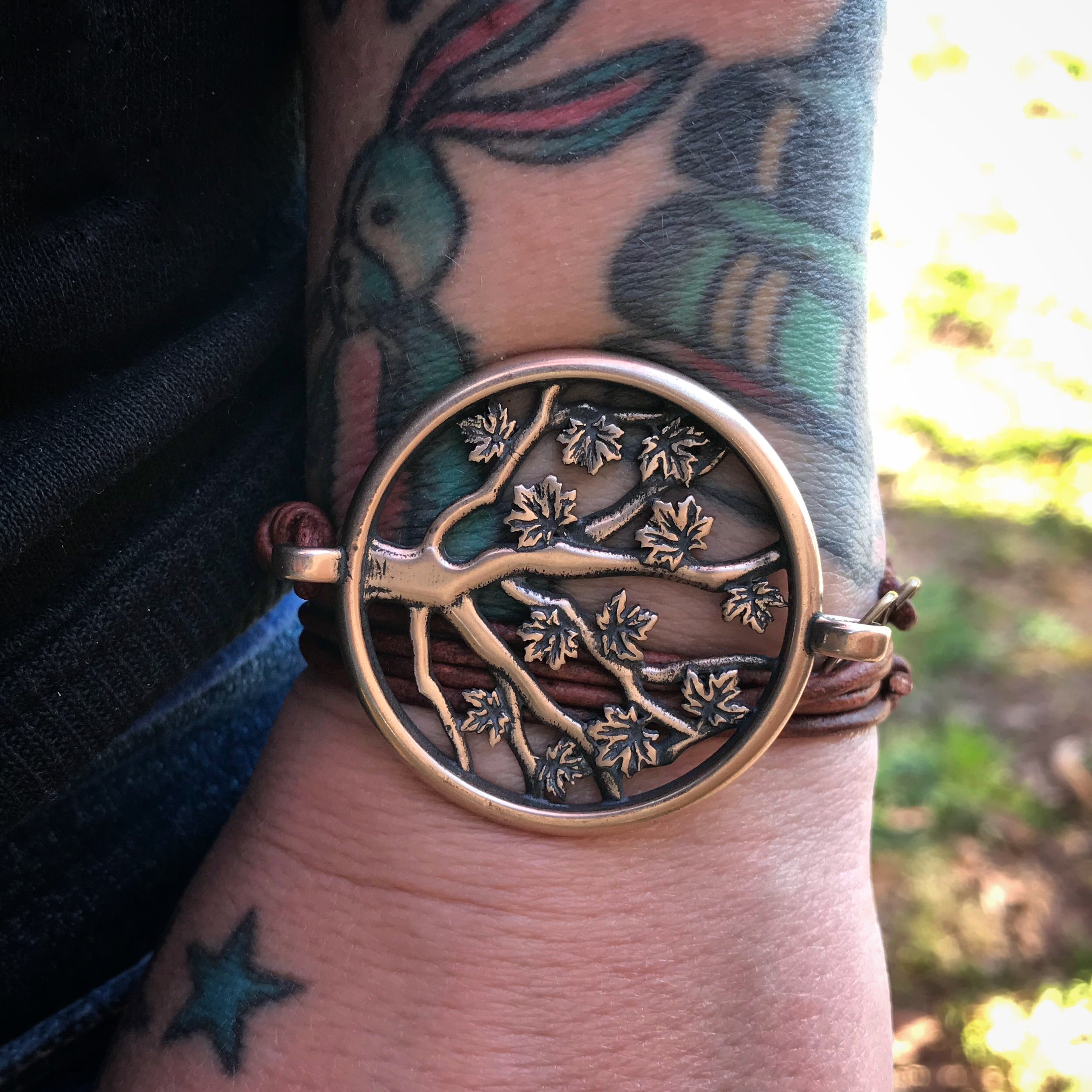 Tree of LIFE Bracelet - Bronze on Leather Cord